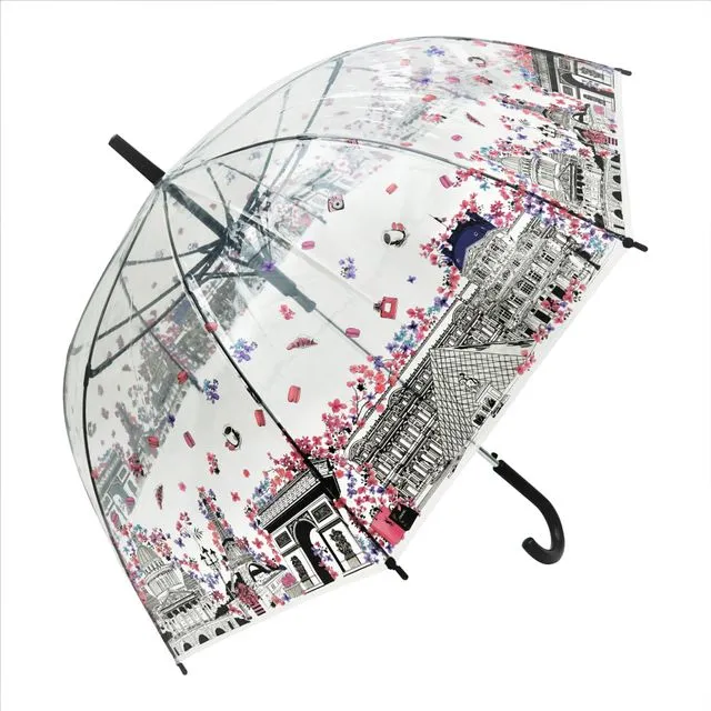 Umbrella - Paris in Bloom Transparent Straight