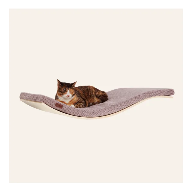 Designer wooden wave cat shelf CHILL DeLUXE | Soft Grey cushion