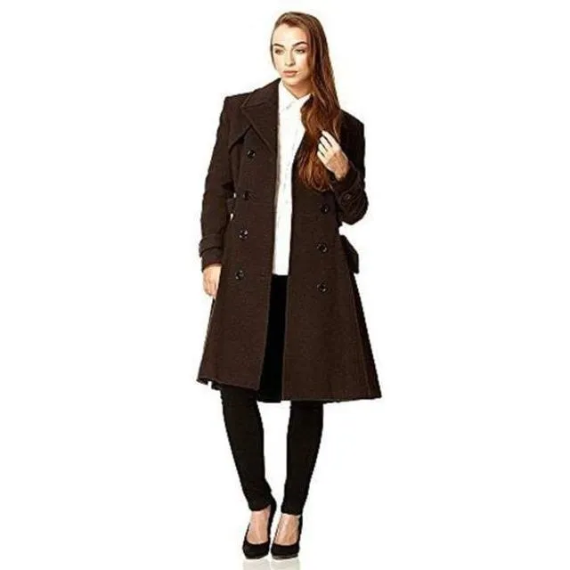 De La Creme Wool Blend Double Breasted Trench Coat - Brown