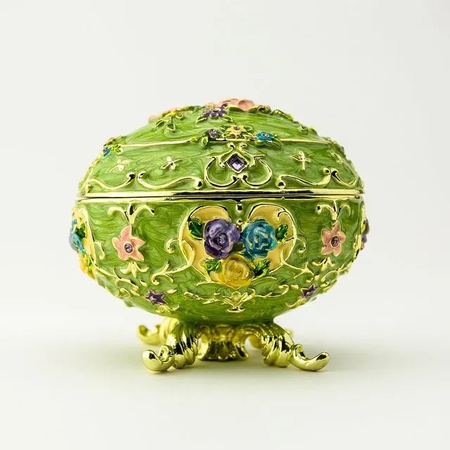 Green Faberge Egg with Flowers