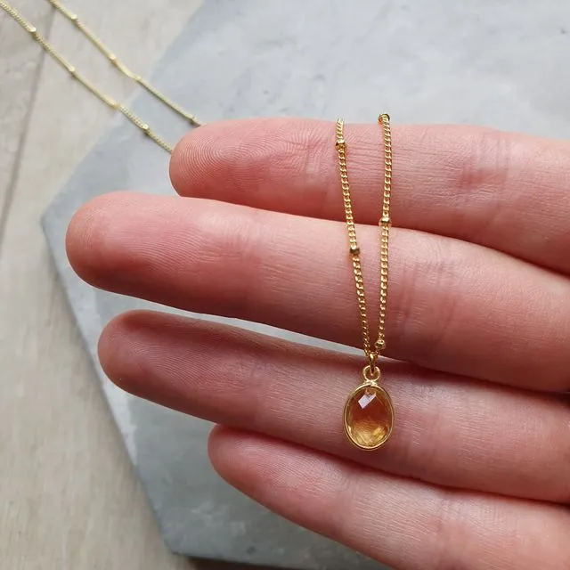 Gold vermeil satellite necklace with Citrine pendant