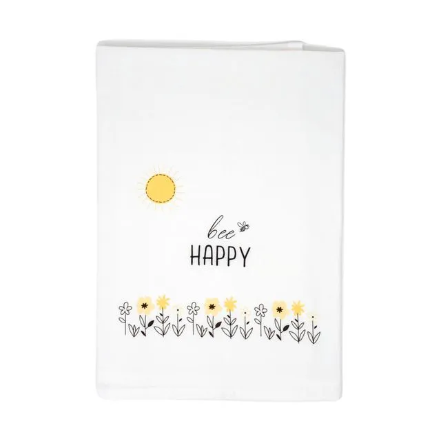 100% Cotton Tea Towel- Bee Happy