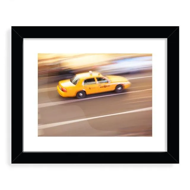 Taxi cab in New York Designer Framed Art Print