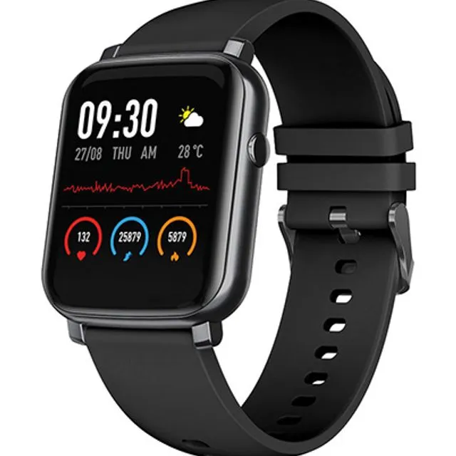 Smartwatch With Black Silicone Strap And Black Case DL101