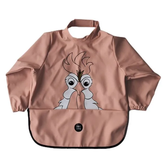 LONG SLEEVE BIB - HANS THE ROOSTER MUTED CLAY