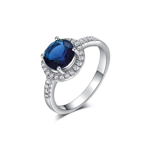 Sterling silver ring with blue crystal and zirconia Un pensiero per te