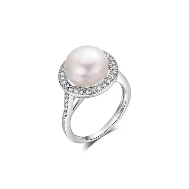 Sterling silver ring with zirconia and pearl Le Perle