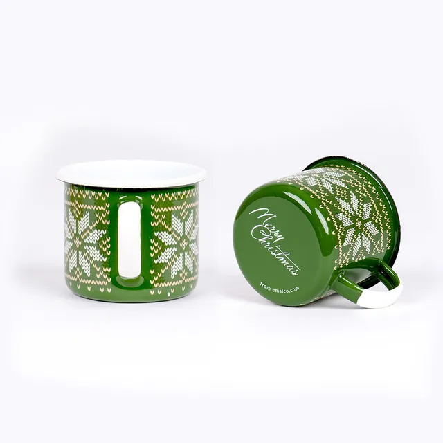Green Enamel Coffee Mug | Christmas