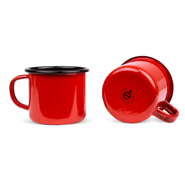 Coral Red Enamel Coffee Mug | Plain B.