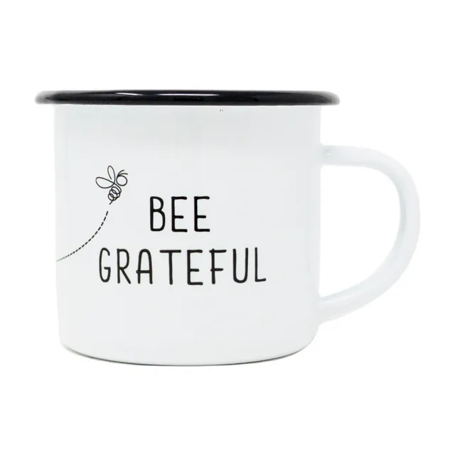 12oz Enamel Bee Grateful Mug