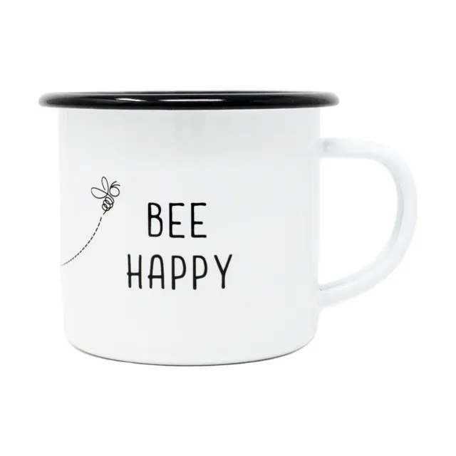 12oz Enamel Bee Happy Mug