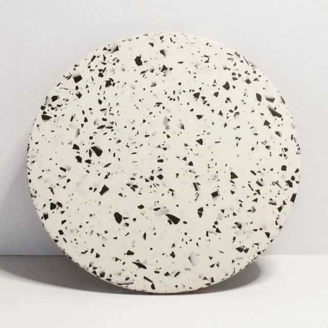 Handmade Large Round White Jesmonite Terrazzo Tray