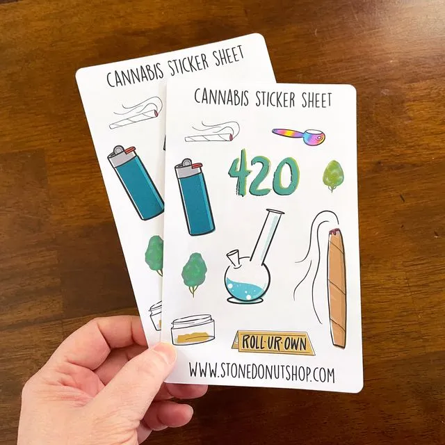 Cannabis Marijuana Journal Planner Sticker Sheet by stonedonut design