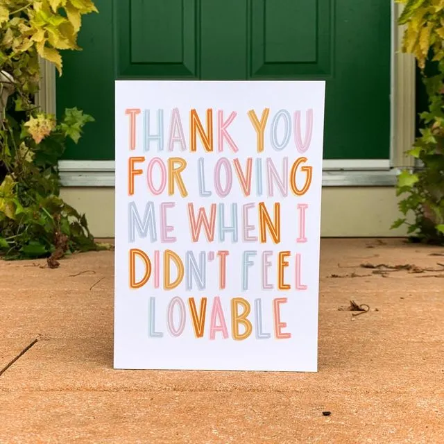 Thank You for Loving Me card by stonedonut design
