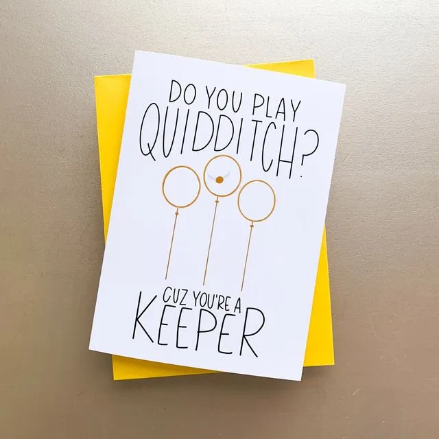 Handmade Harry Potter Quidditch Love Card You're a Keeper by stonedonut design
