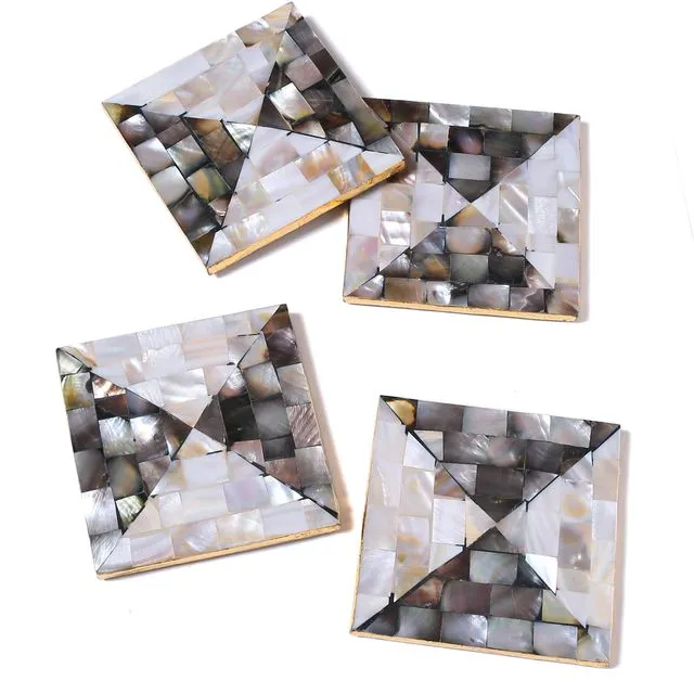 Mother of Pearl Coaster Stretcher Pattern- Set Of 4