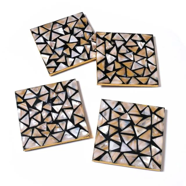 Mother of Pearl Coaster Mosaic Pattern- Set Of 4