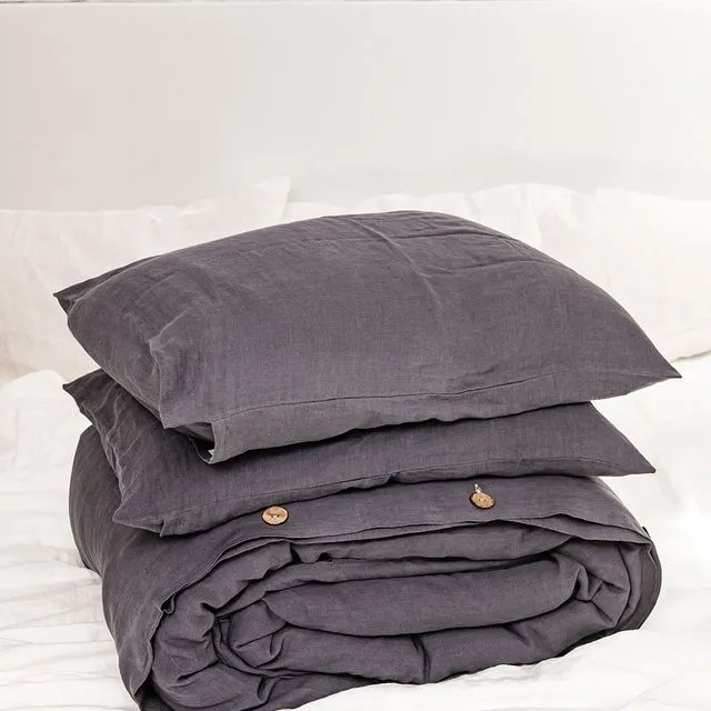 Linen Bedding Set In Charcoal UK/EU Sizes