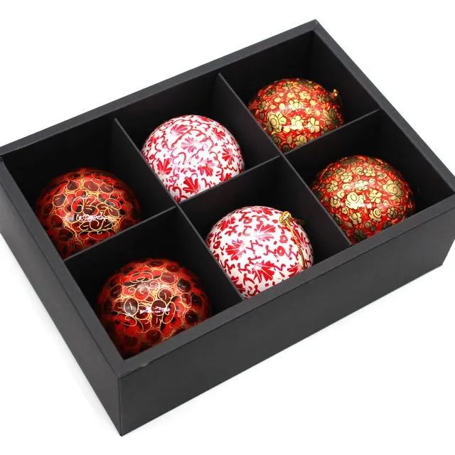 Artezen Baubles – Set of 6 Large Luxury Handmade & Hand Painted Christmas Balls (1 Case, 6 Units)
