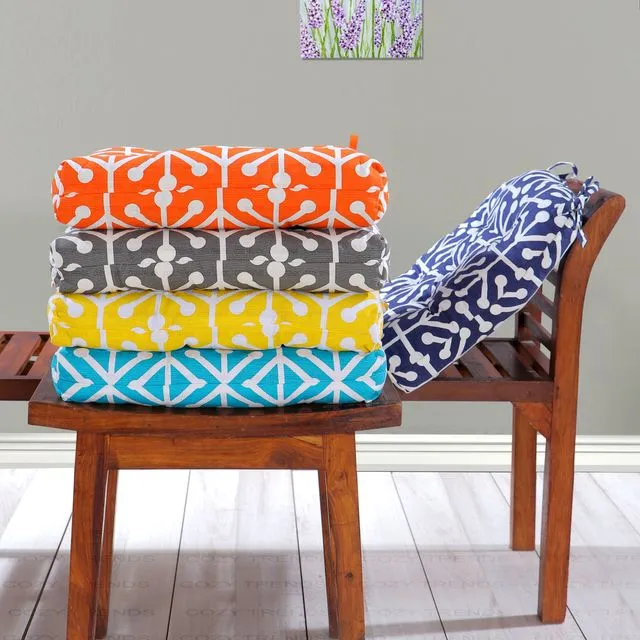 U Shape Handmade Cotton Chair Cushions Pad with Ties 16x16''- YELLOW