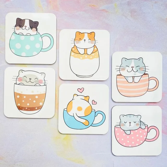 Cats in Coffee Cup Coasters