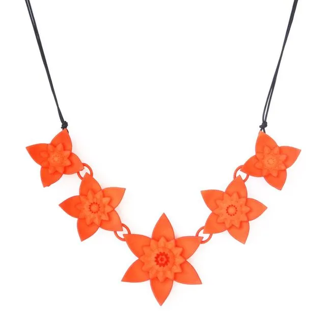 5 Flower Necklace - Dahlia (Tangerine)