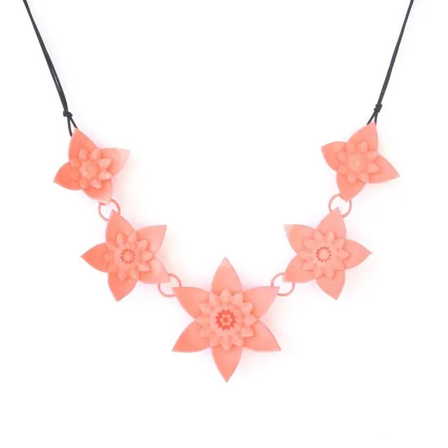 5 Flower Necklace - Dahlia (Coral)