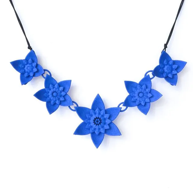 5 Flower Necklace - Dahlia (Blue)