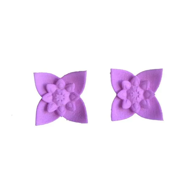 Flower Stud Earrings - Dahlia (Lilac)