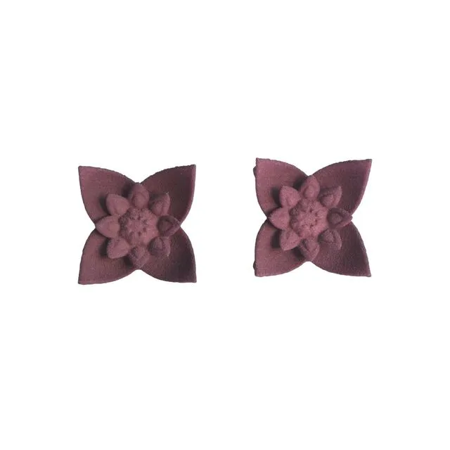 Flower Stud Earrings - Dahlia (Plum)