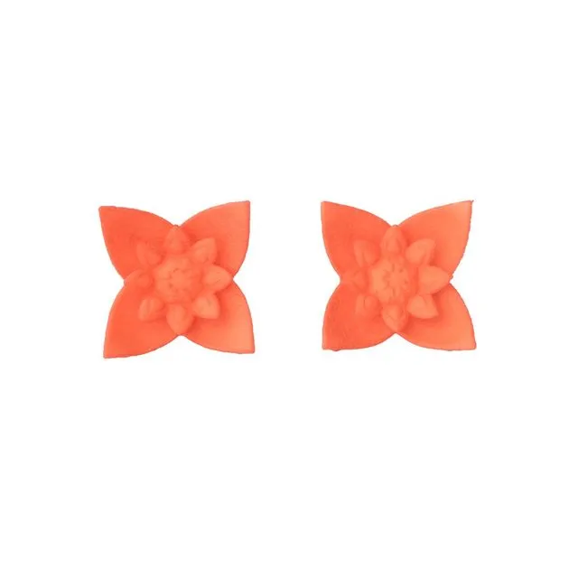 Flower Stud Earrings - Dahlia (Tangerine)
