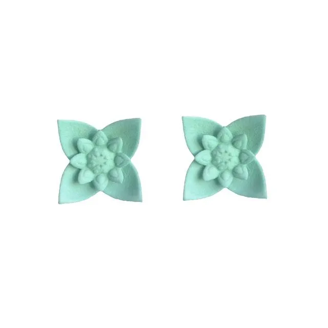 Flower Stud Earrings - Dahlia (Aqua)