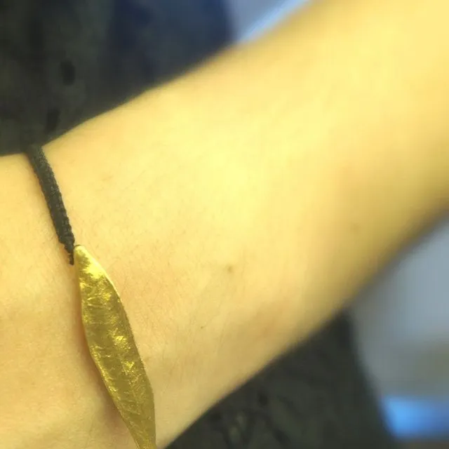 Men and Women Macrame Bracelet Olive Leaf on sterling silver, Natural Boho bracelet (Gold)