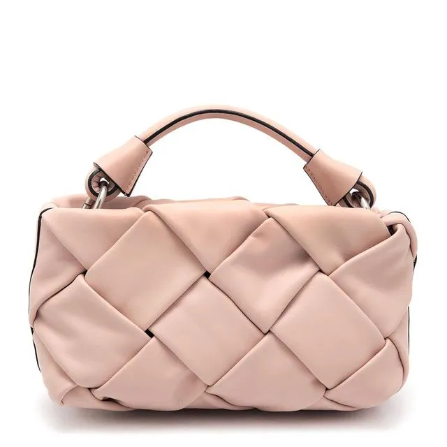 BRAIDED LEATHER BAG ROMA LIGHT PINK