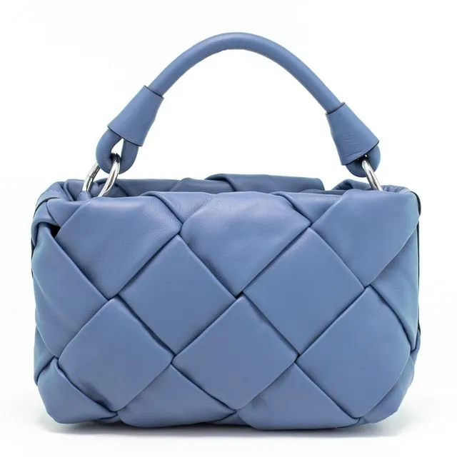 BRAIDED LEATHER BAG ROMA BLUE