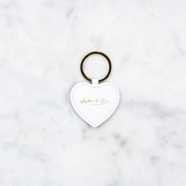Heart keychain - White saffiano