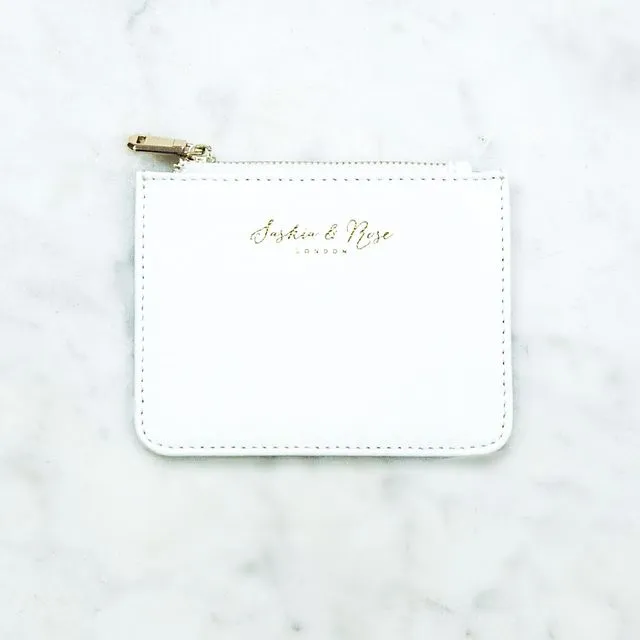 Mini zip coin purse - White saffiano