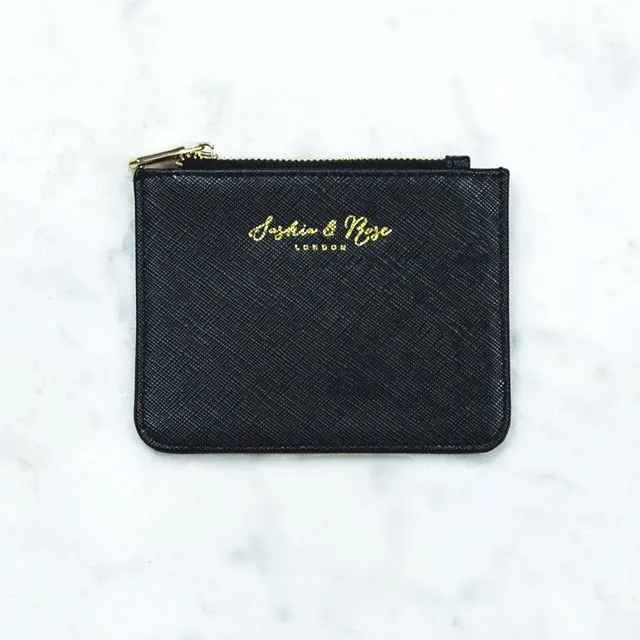 Mini zip coin purse - Black nappa