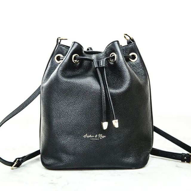 Backpack & cross-body - Black Full Grain Leather