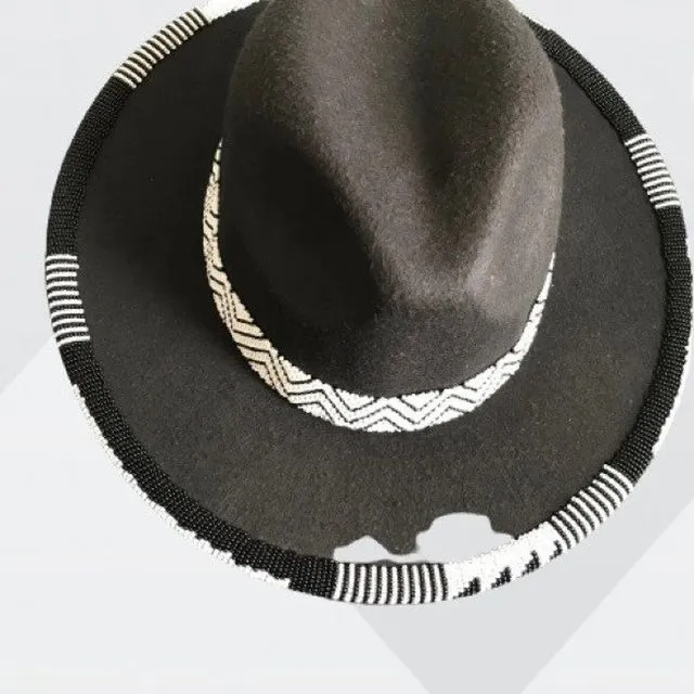 Zulu Beaded Fedora Hat (Doubled Layered) - Black (Copy)