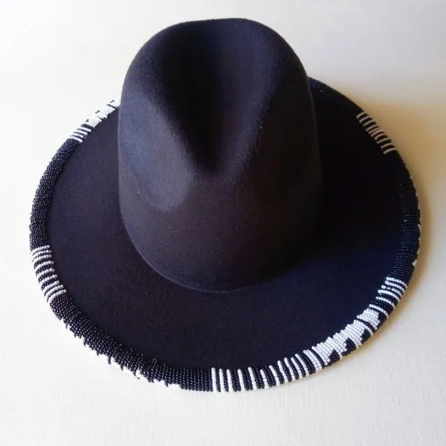RIM Beaded Fedora Hat - Black