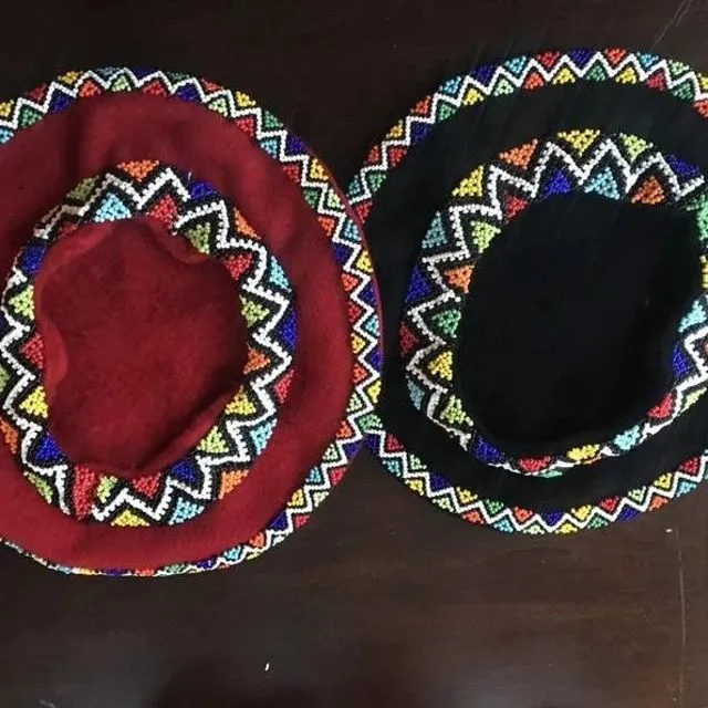 Zulu double layered Beaded Hat - Black