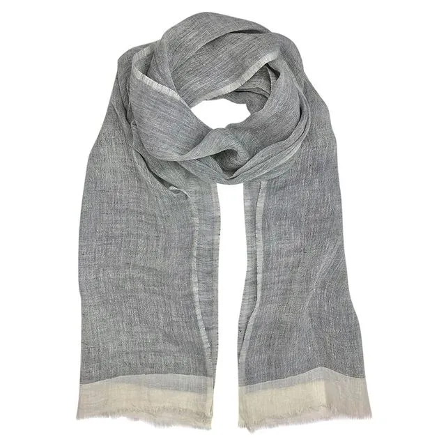 Gauze Linen Two Tone Scarf - French Gray