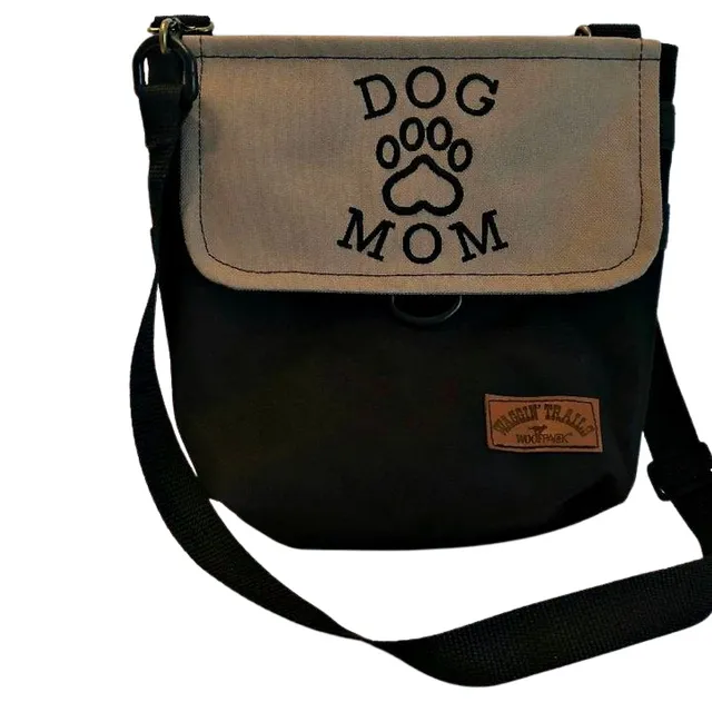 WoofPack Dog Walking Accessory Bag - Black/Tan "Dog Mom"