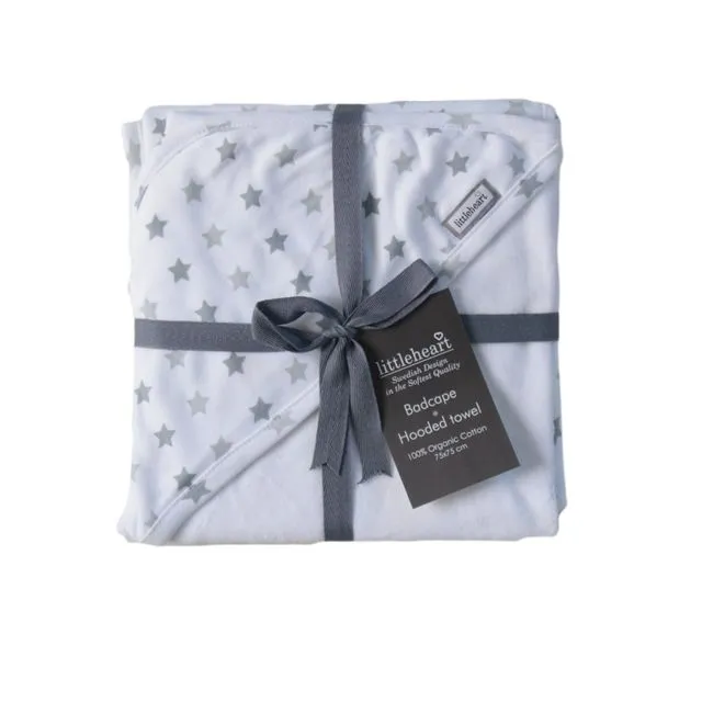 Littleheart Hooded Towel Little Star Grey
