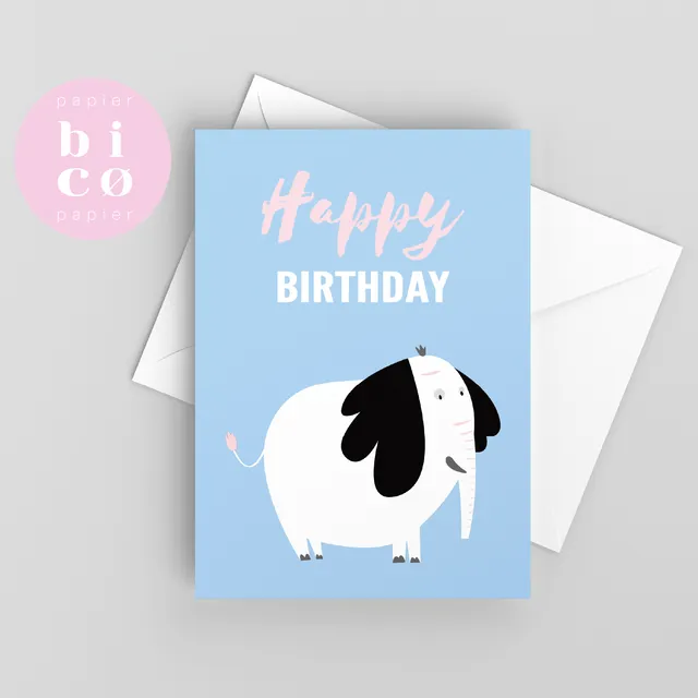 Greeting Cards | Kids Birthday Card | ELEPHANT | Happy Birthday Cards for Children | Tarjeta de Cumpleaños | Carte Joyeux Anniversaire | Biglietto di Buon Compleanno | Alles Gute zum Geburtstagskarte.