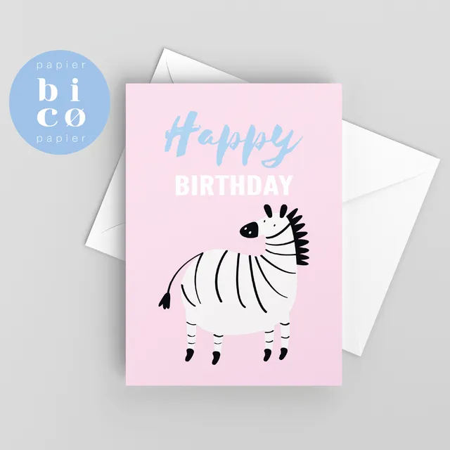 Greeting Cards | Kids Birthday Card | ZEBRA | Happy Birthday Cards for Children | Tarjeta de Cumpleaños | Carte Joyeux Anniversaire | Biglietto di Buon Compleanno | Alles Gute zum Geburtstagskarte.