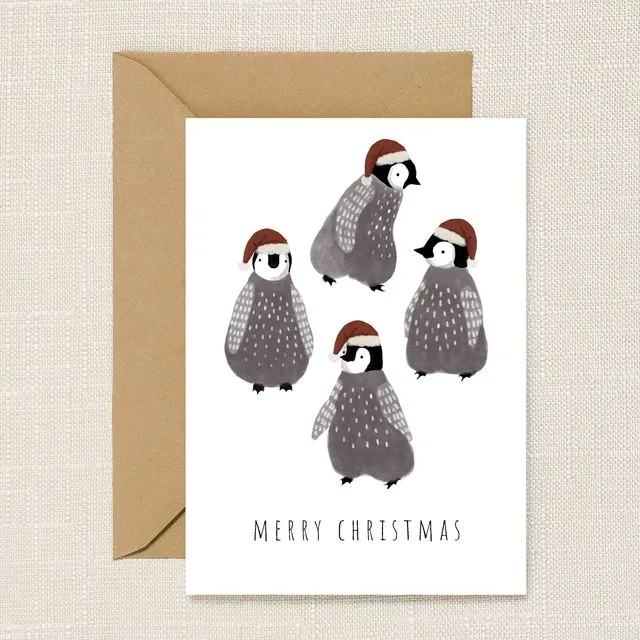 Penguin Chicks Christmas Card