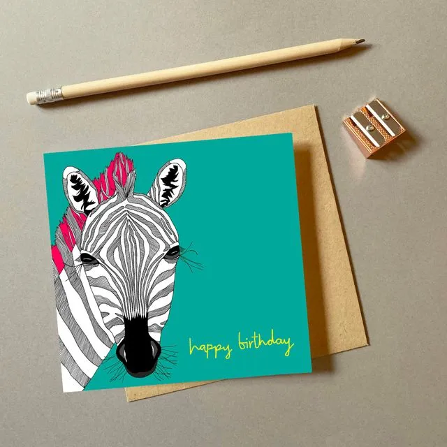 Zebra - Birthday - Pack of 6