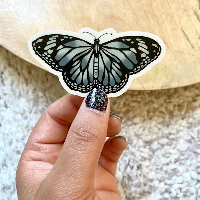 Blue Butterfly Sticker / 3” x 1.55”